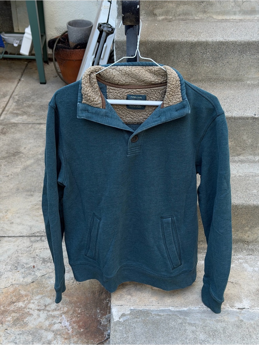 Arrow Men’s Teal Sherpa-Lined Zip Pullover